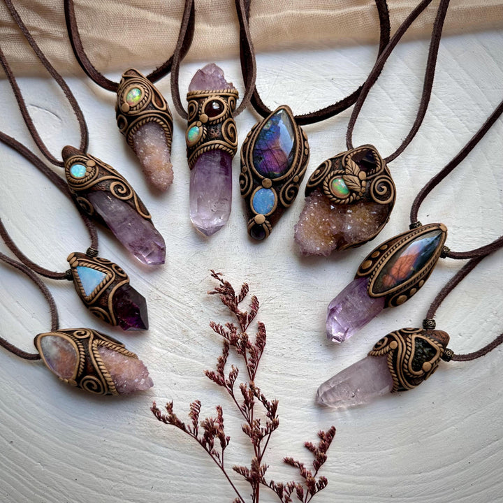 Spirit Quartz and Ethiopian Opal Necklace - FairyGardenGlow