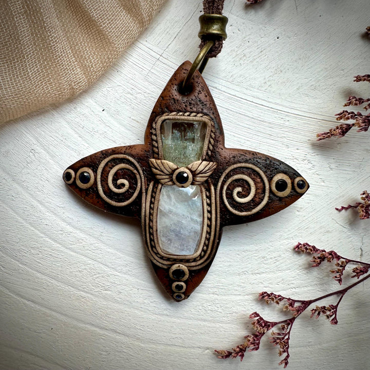 Moonstone with Aquamarine and Blue Sapphire Necklace - FairyGardenGlow