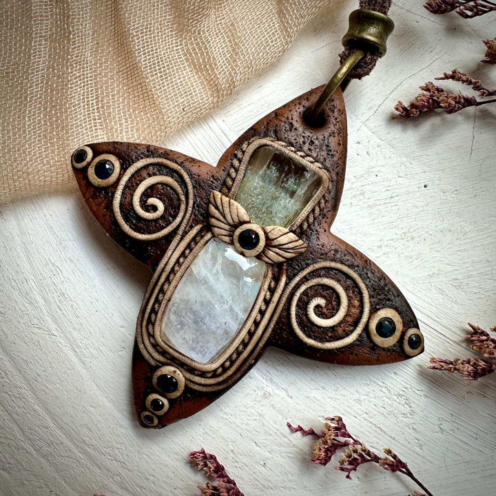Moonstone with Aquamarine and Blue Sapphire Necklace - FairyGardenGlow