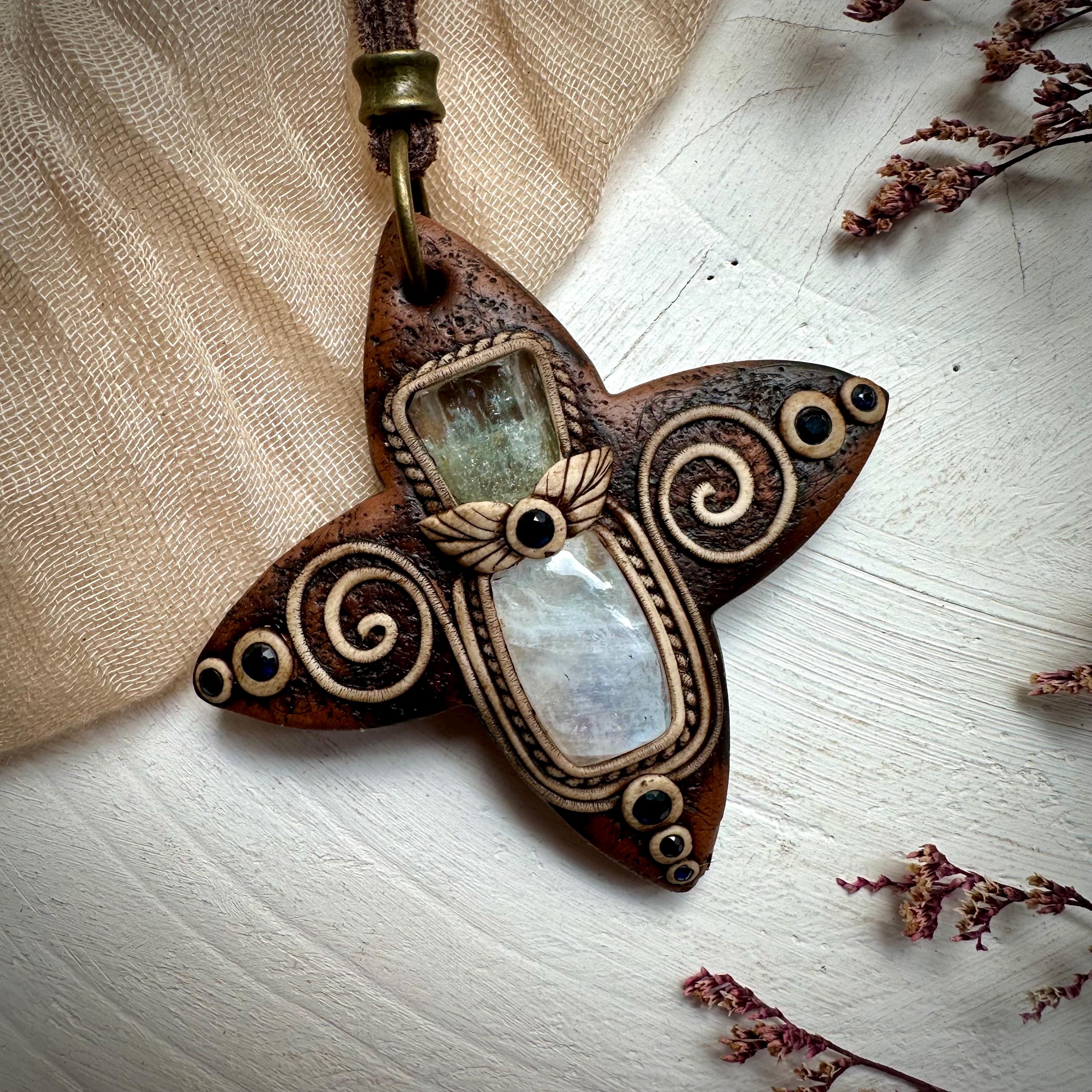 Moonstone with Aquamarine and Blue Sapphire Necklace - FairyGardenGlow