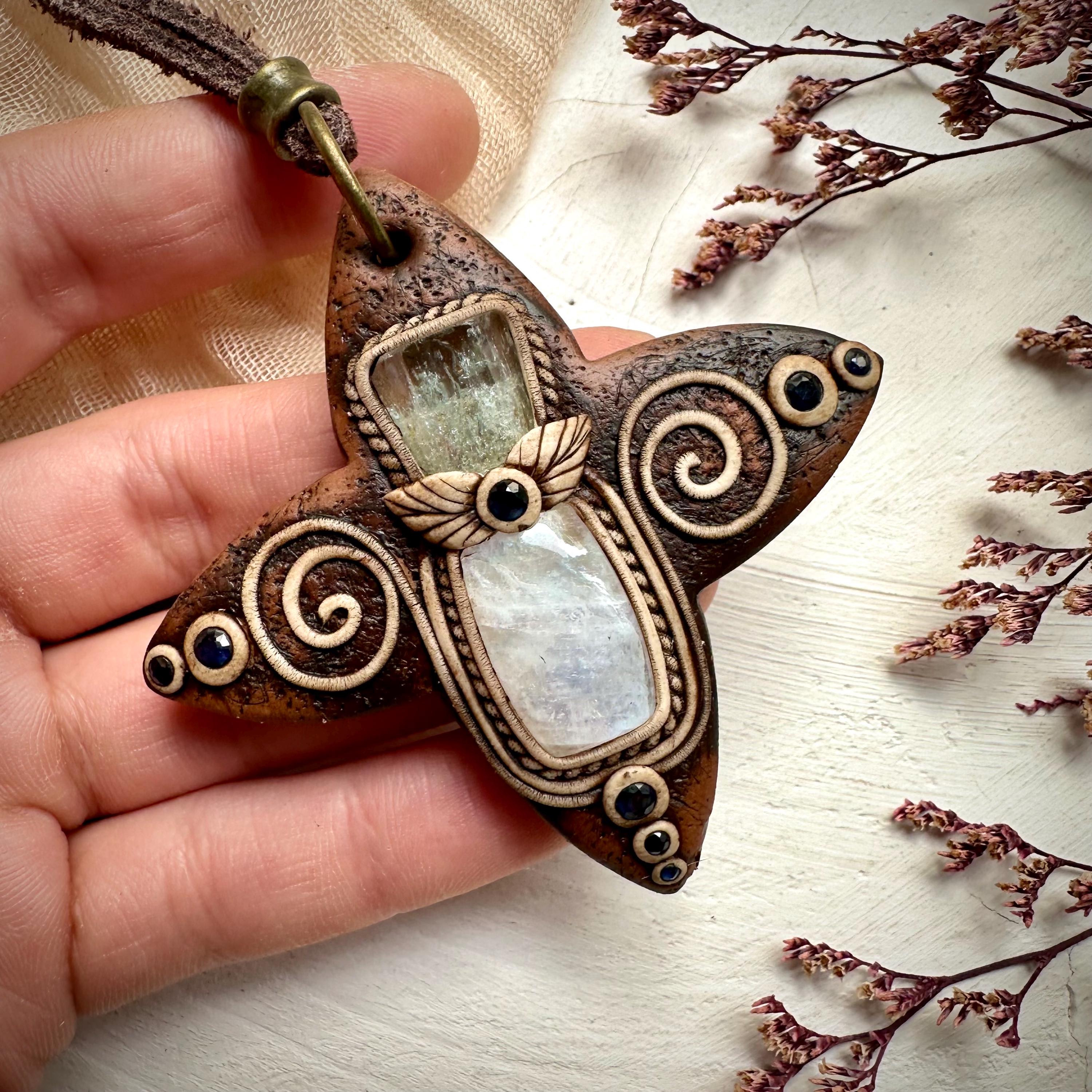Moonstone with Aquamarine and Blue Sapphire Necklace - FairyGardenGlow