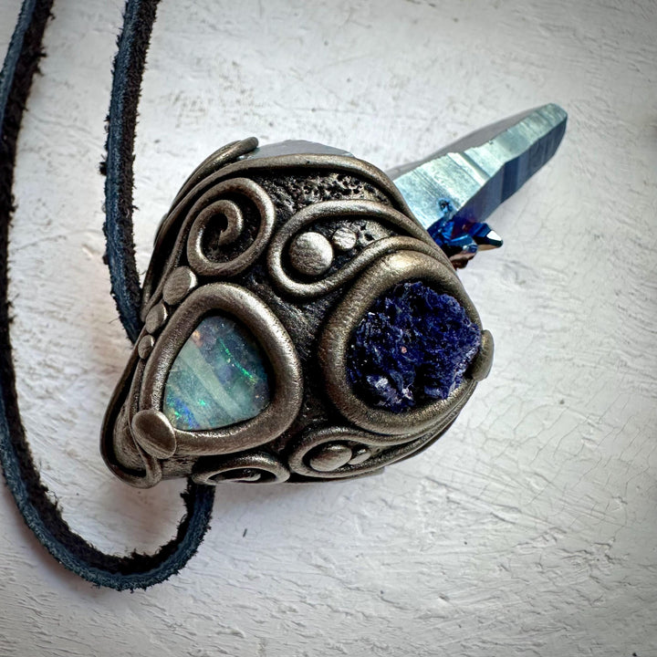 Cobalt Aura Quartz with Azurite and Boulder Opal - FairyGardenGlow