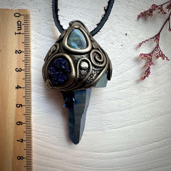 Cobalt Aura Quartz with Azurite and Boulder Opal - FairyGardenGlow