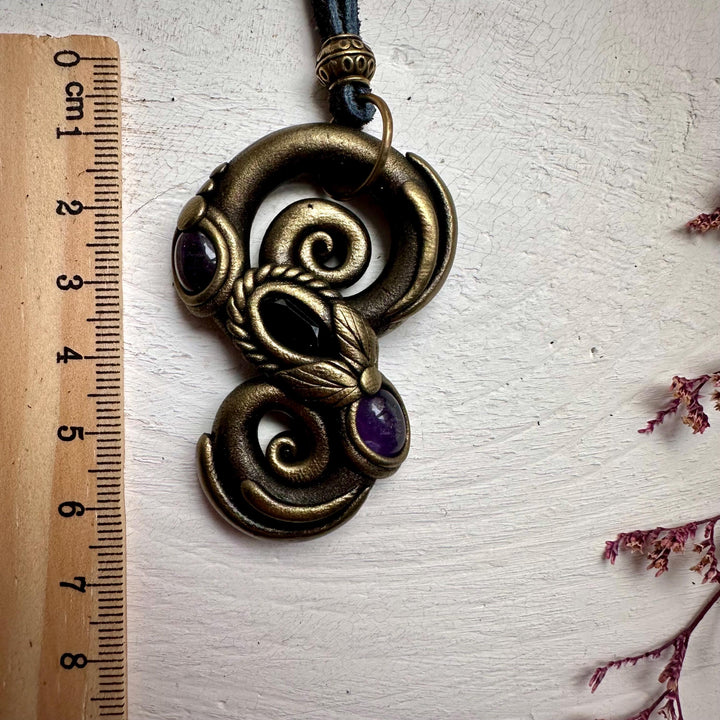 Amethyst and Smoky Quartz Pendant - FairyGardenGlow