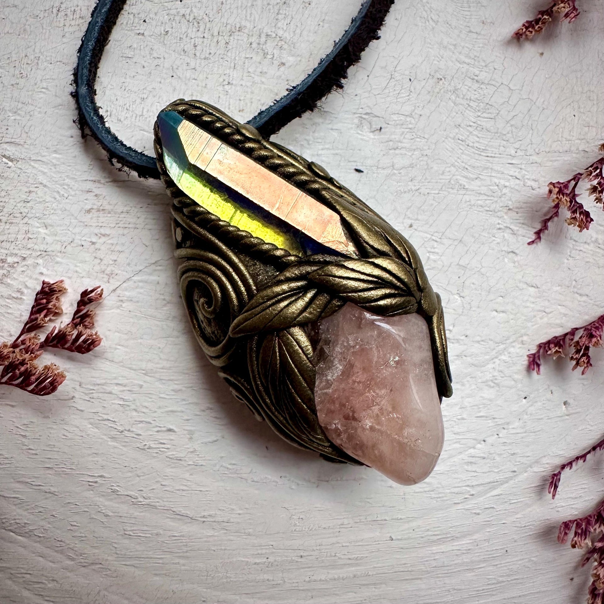 Angel Aura Quartz and Morganite Necklace