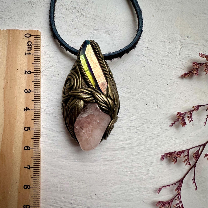 Angel Aura Quartz and Morganite Necklace - FairyGardenGlow