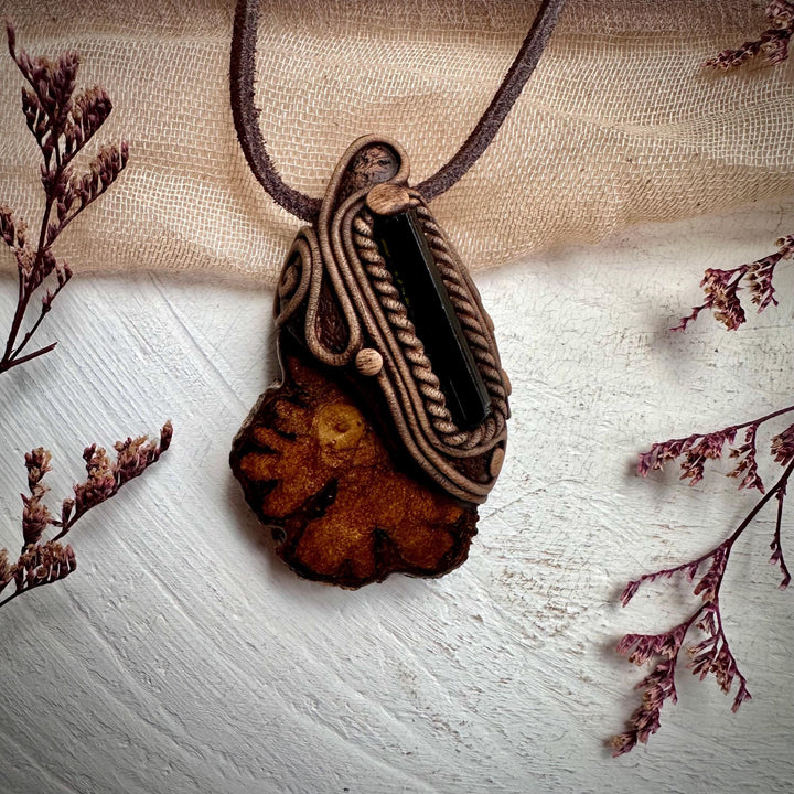 Ayahuasca Vine and Green Tourmaline Necklace - FairyGardenGlow