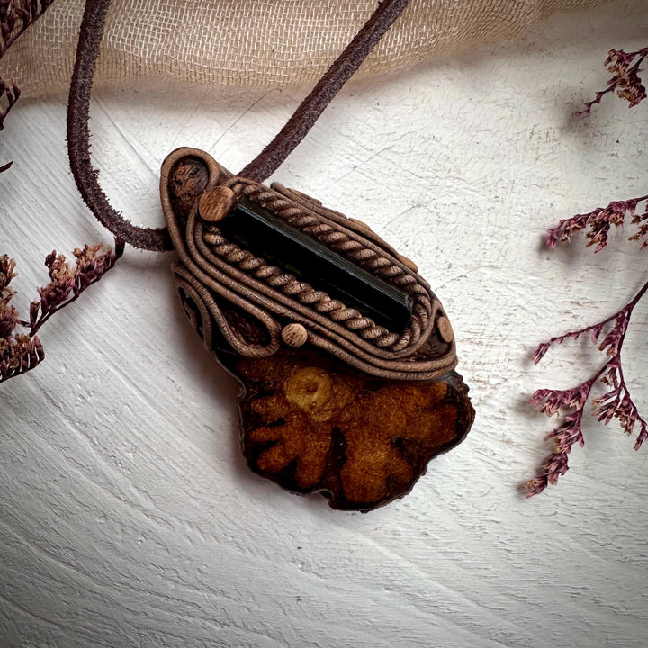 Ayahuasca Vine and Green Tourmaline Necklace - FairyGardenGlow