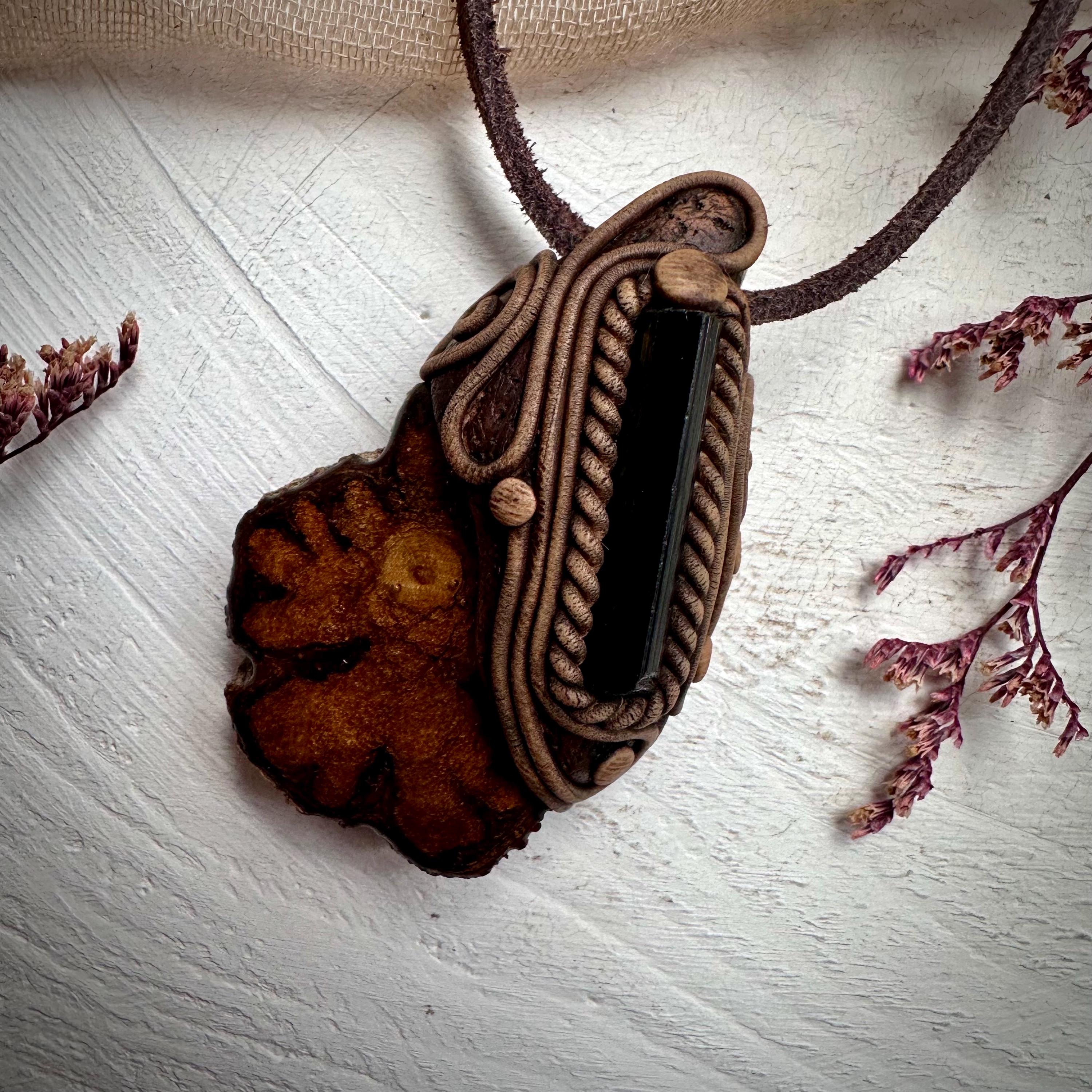 Ayahuasca Vine and Green Tourmaline Necklace - FairyGardenGlow