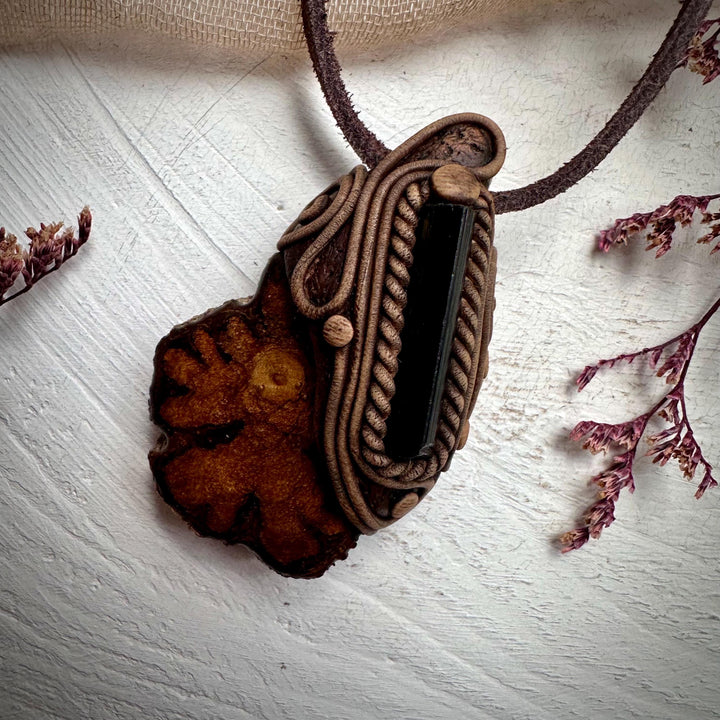 Ayahuasca Vine and Green Tourmaline Necklace - FairyGardenGlow