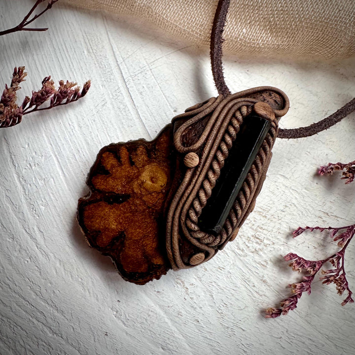Ayahuasca Vine and Green Tourmaline Necklace - FairyGardenGlow