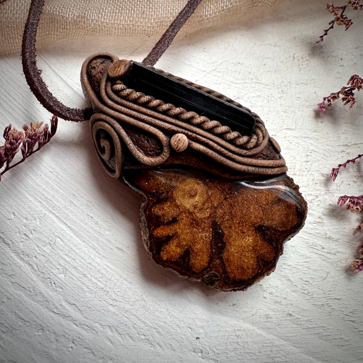 Ayahuasca Vine and Green Tourmaline Necklace - FairyGardenGlow