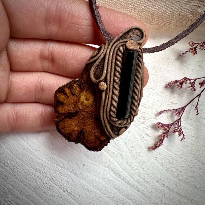 Ayahuasca Vine and Green Tourmaline Necklace - FairyGardenGlow