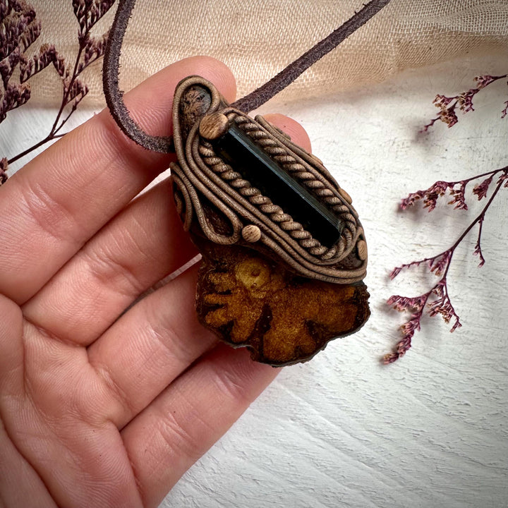 Ayahuasca Vine and Green Tourmaline Necklace - FairyGardenGlow