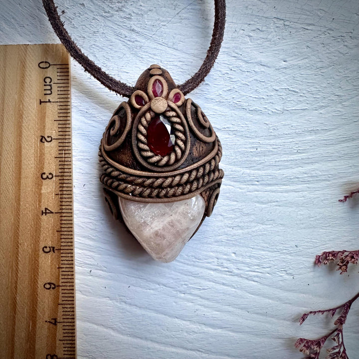 Morganite Red Garnet and Ruby Necklace - FairyGardenGlow