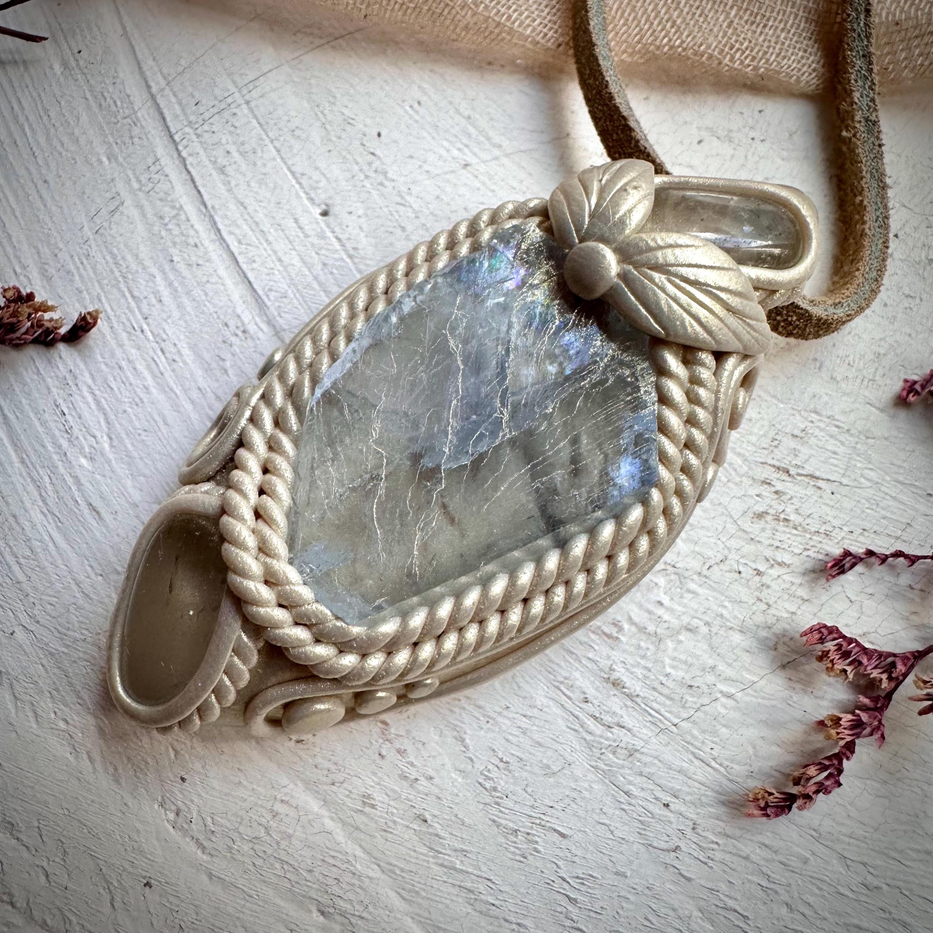 Light Blue Fluorite and Clear Topaz Necklace - FairyGardenGlow