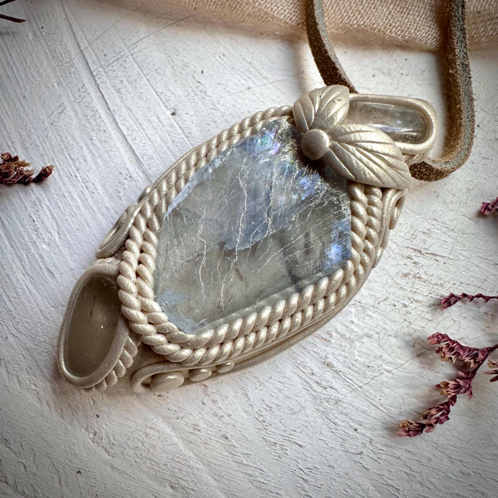 Light Blue Fluorite and Clear Topaz Necklace - FairyGardenGlow