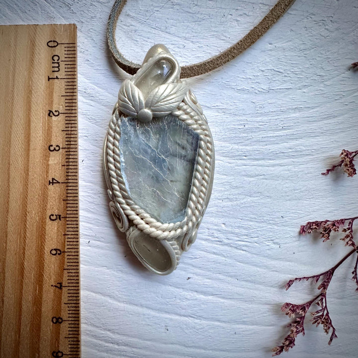 Light Blue Fluorite and Clear Topaz Necklace - FairyGardenGlow