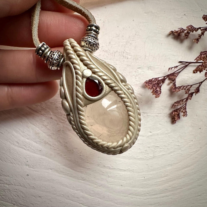 Smoky Quartz and Red Garnet Necklace - FairyGardenGlow