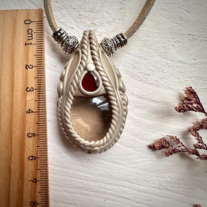 Smoky Quartz and Red Garnet Necklace - FairyGardenGlow