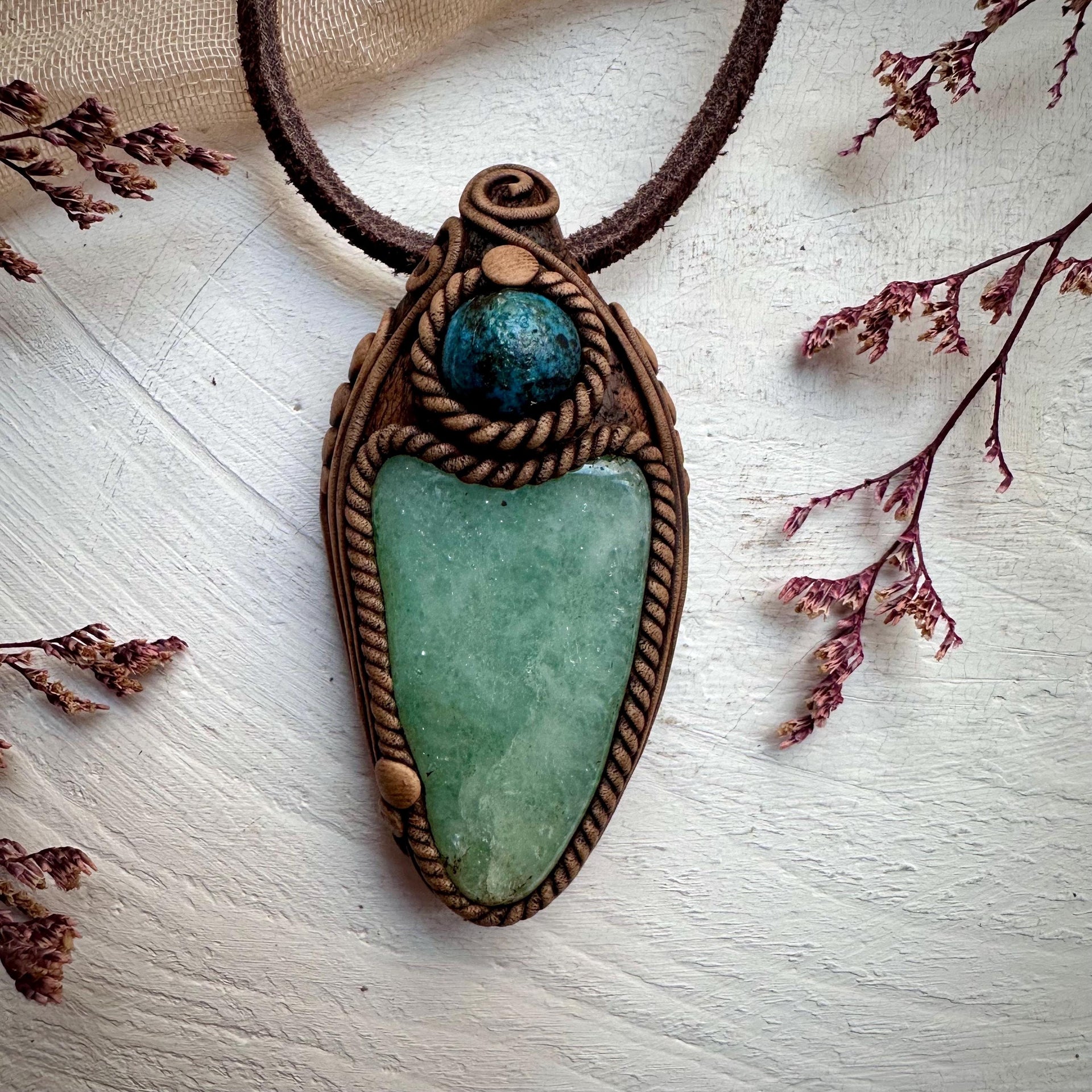 Green Aventurine and Shattuckite Necklace - FairyGardenGlow