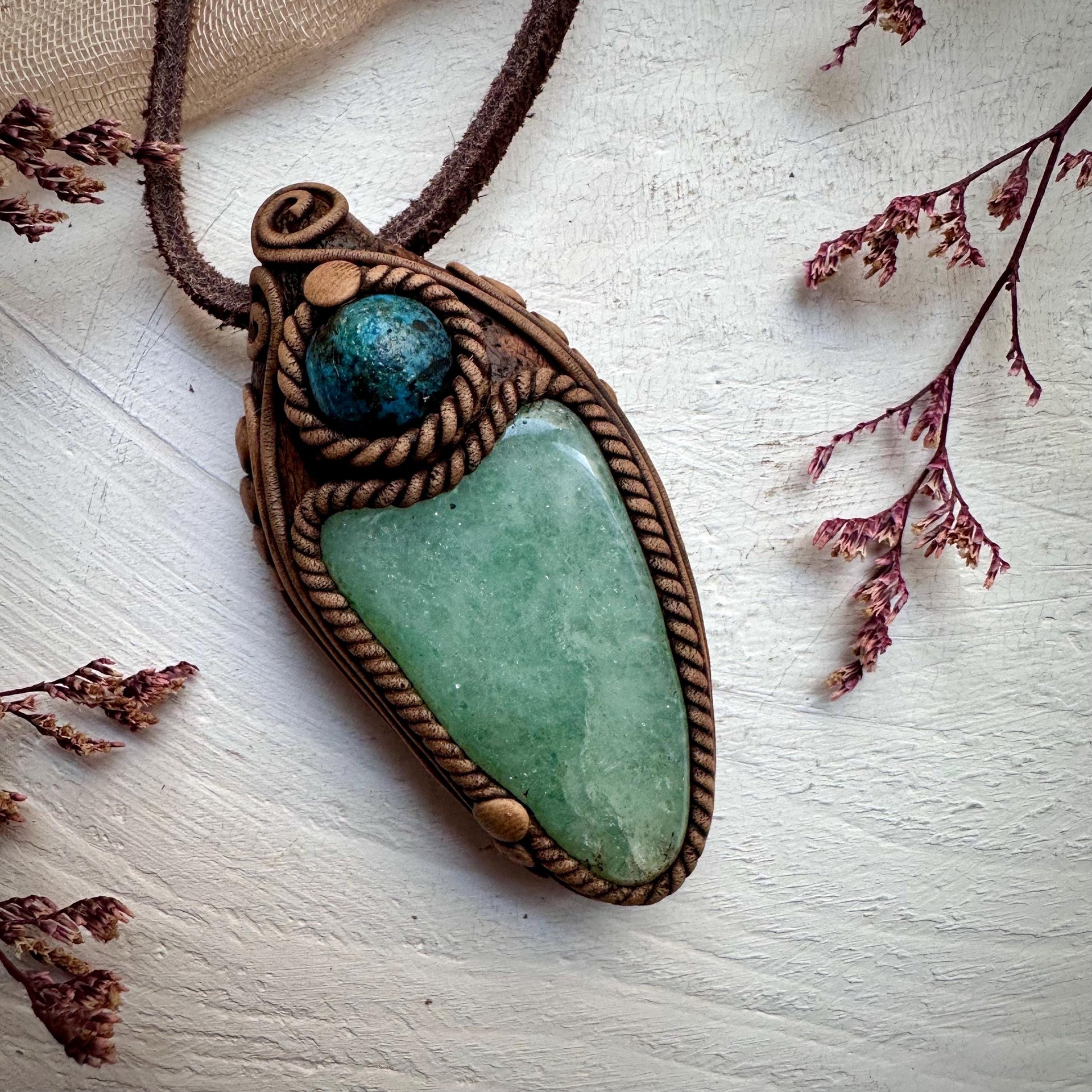 Green Aventurine and Shattuckite Necklace - FairyGardenGlow