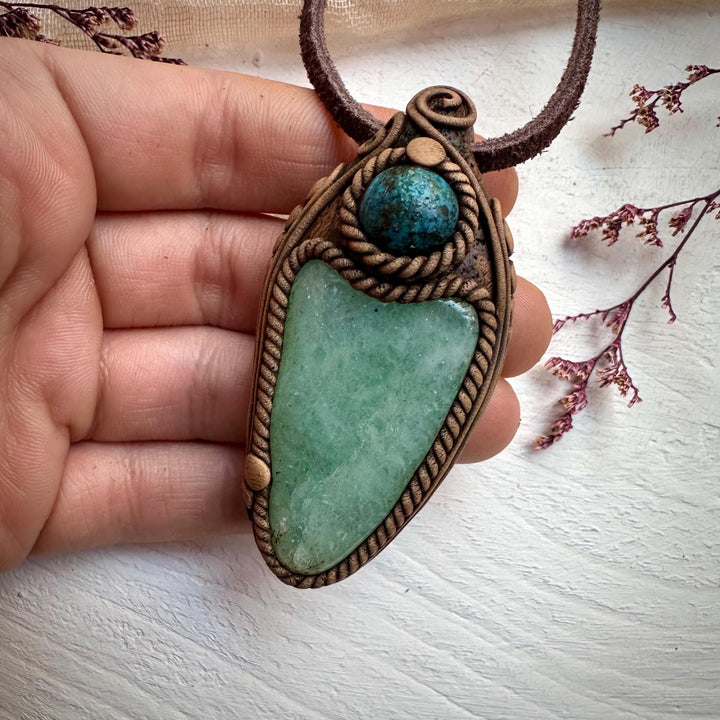 Green Aventurine and Shattuckite Necklace - FairyGardenGlow