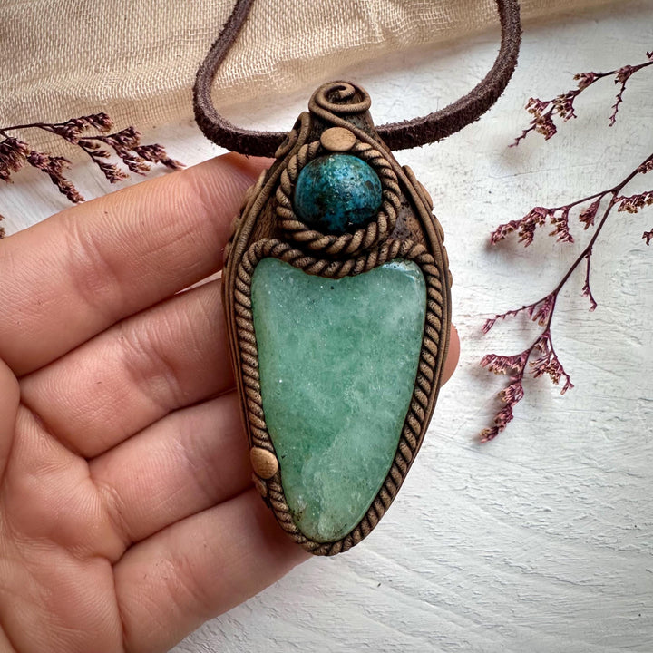 Green Aventurine and Shattuckite Necklace - FairyGardenGlow