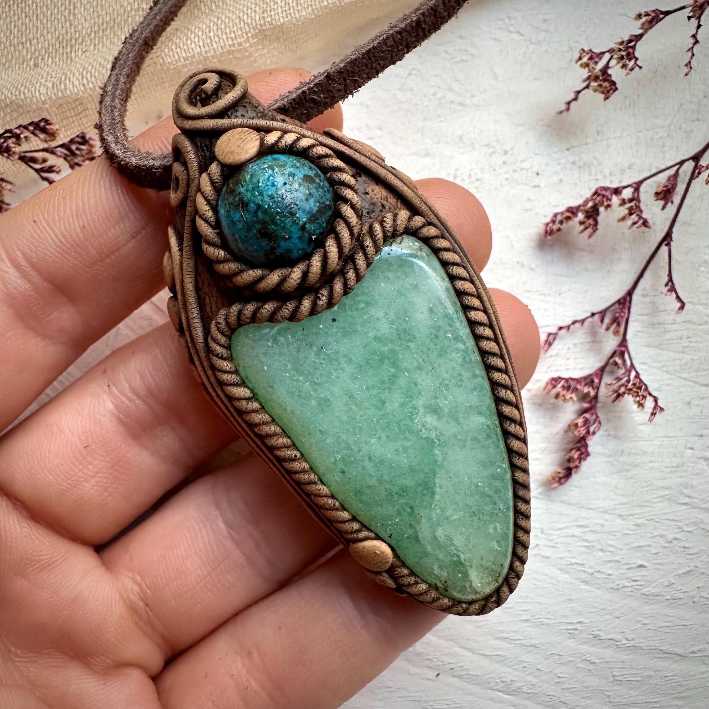 Green Aventurine and Shattuckite Necklace - FairyGardenGlow