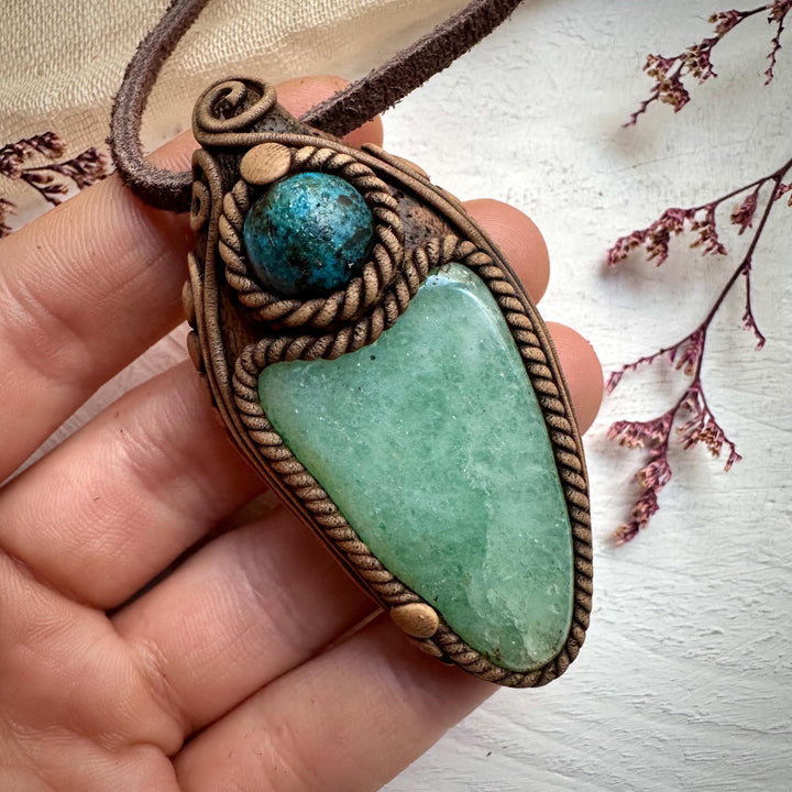 Green Aventurine and Shattuckite Necklace - FairyGardenGlow
