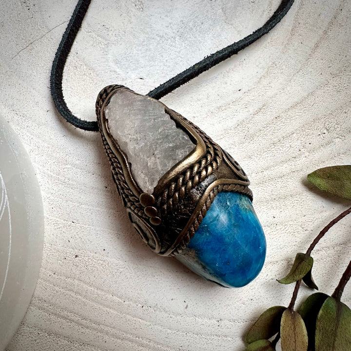 Shattuckite and Brucite Necklace - FairyGardenGlow