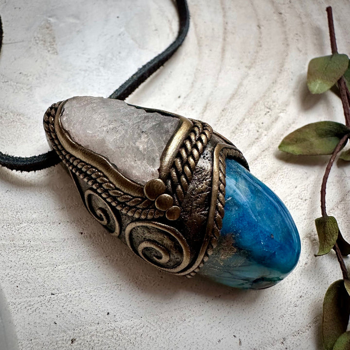 Shattuckite and Brucite Necklace - FairyGardenGlow