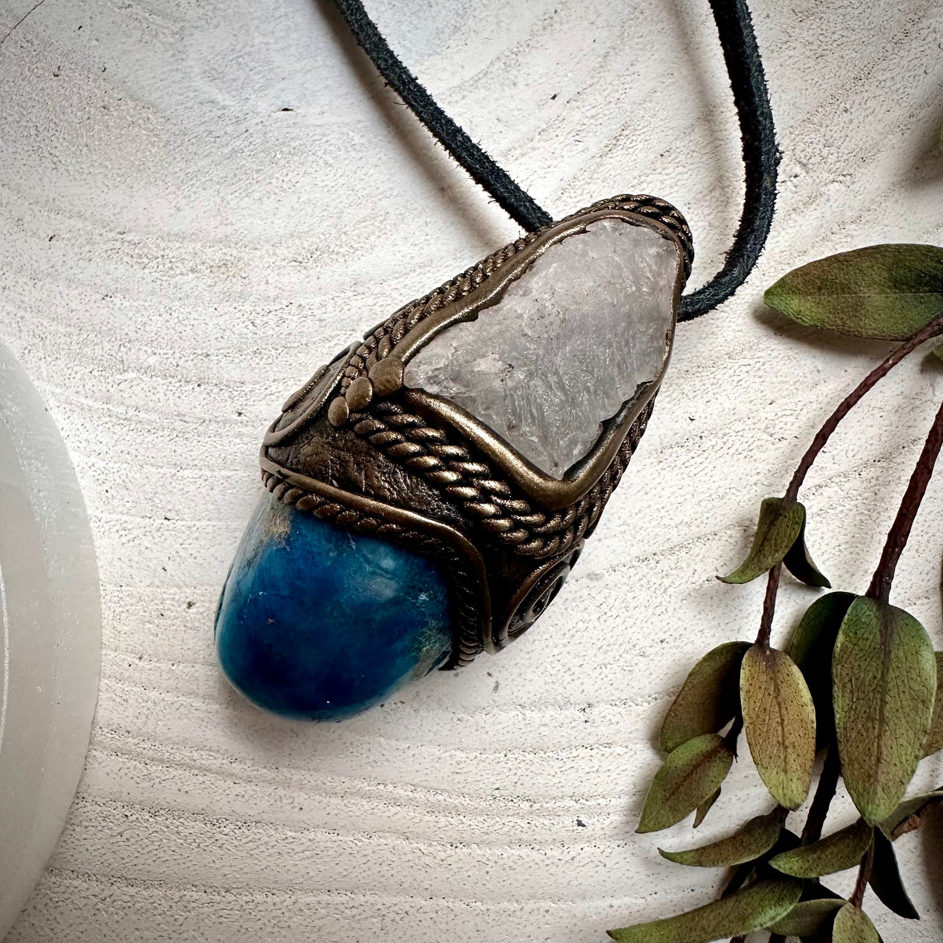 Shattuckite and Brucite Necklace - FairyGardenGlow