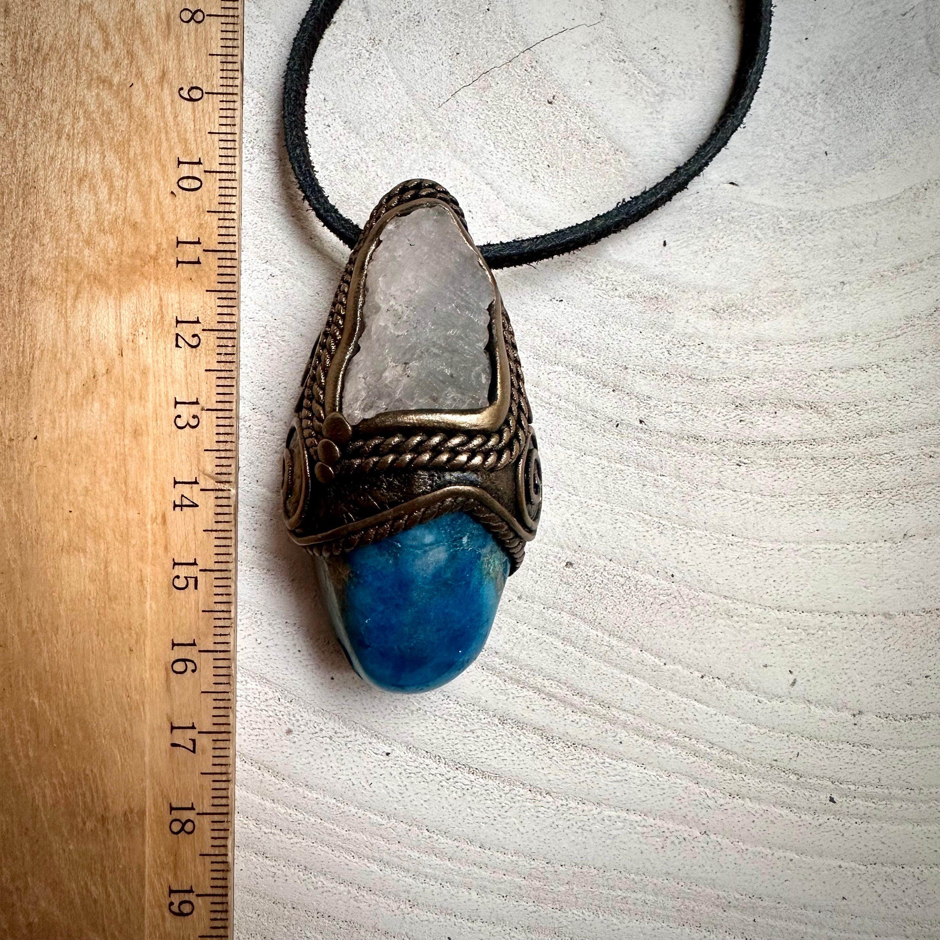Shattuckite and Brucite Necklace - FairyGardenGlow