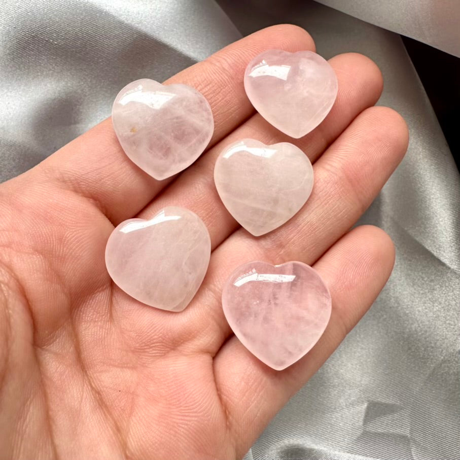 Rose Quartz Heart 20 mm / 5 pieces set - FairyGardenGlow