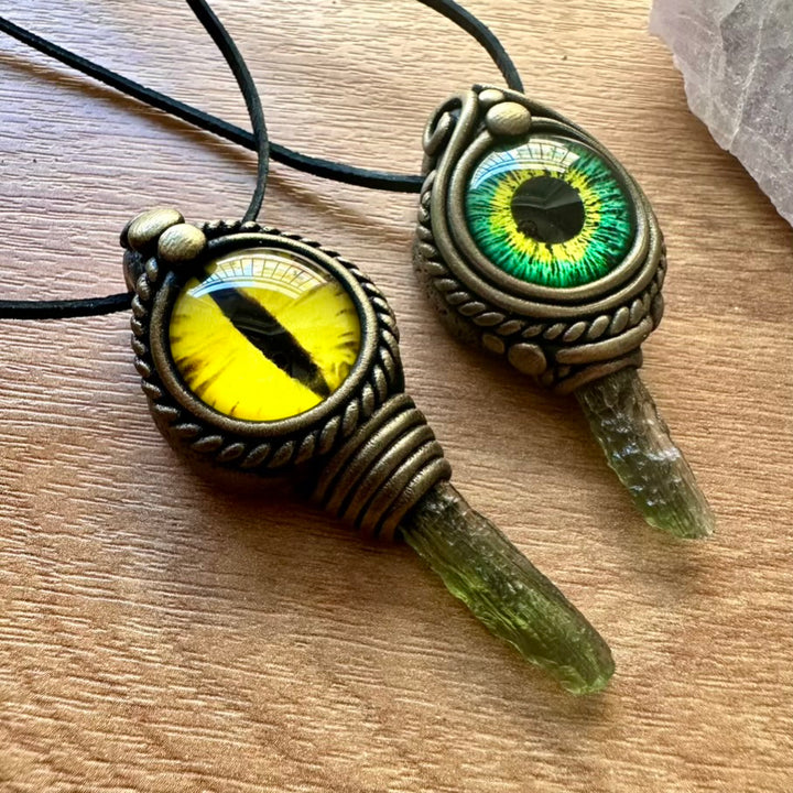 Moldavite Eye Necklace - FairyGardenGlow