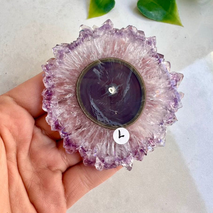 Amethyst Stalactite Slice, Large Amethyst Crystal, Natural Amethyst Stone FairyGardenGlow