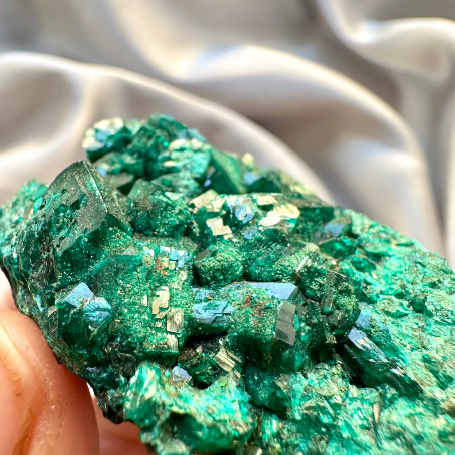 Dioptase Crystal- Unique / Dioptase Cluster, Raw Mineral Specimen - FairyGardenGlow