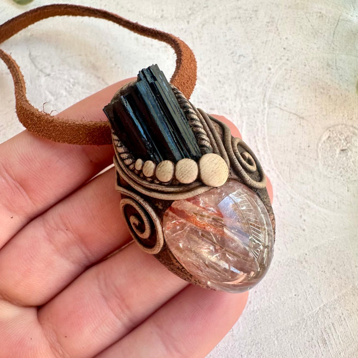 Spiritual protection jewelry with raw healing crystals