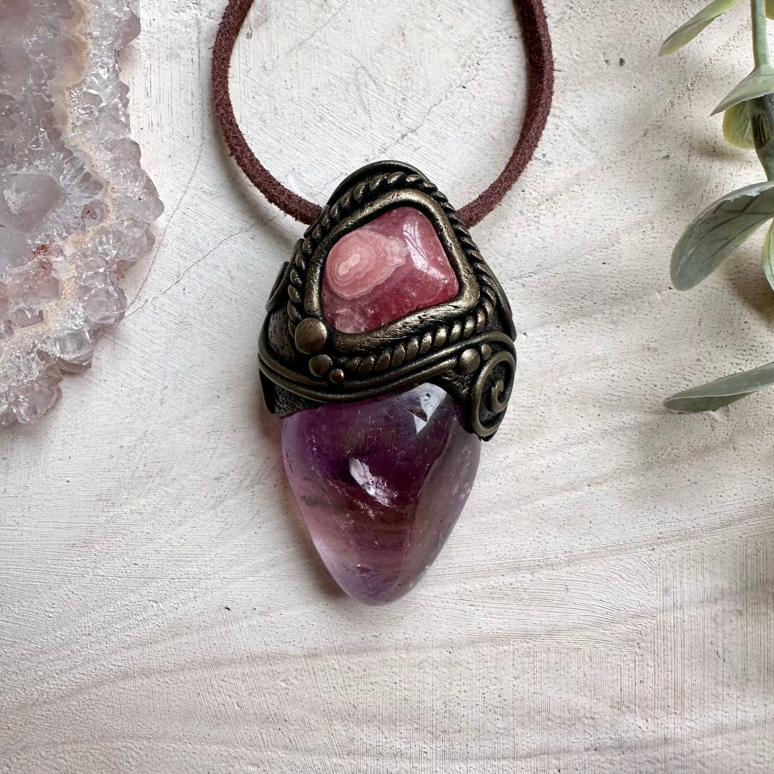 Ametrine and Rhodochrosite Pendant Necklace