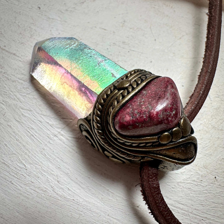 Angel Aura Quartz and Thulite Necklace - FairyGardenGlow