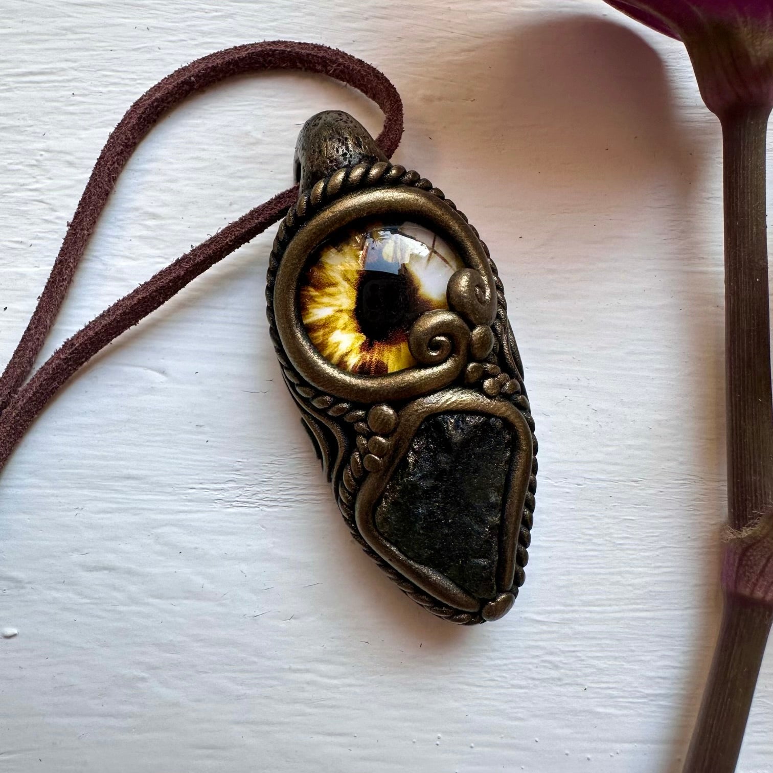 Moldavite Eye Necklace - FairyGardenGlow