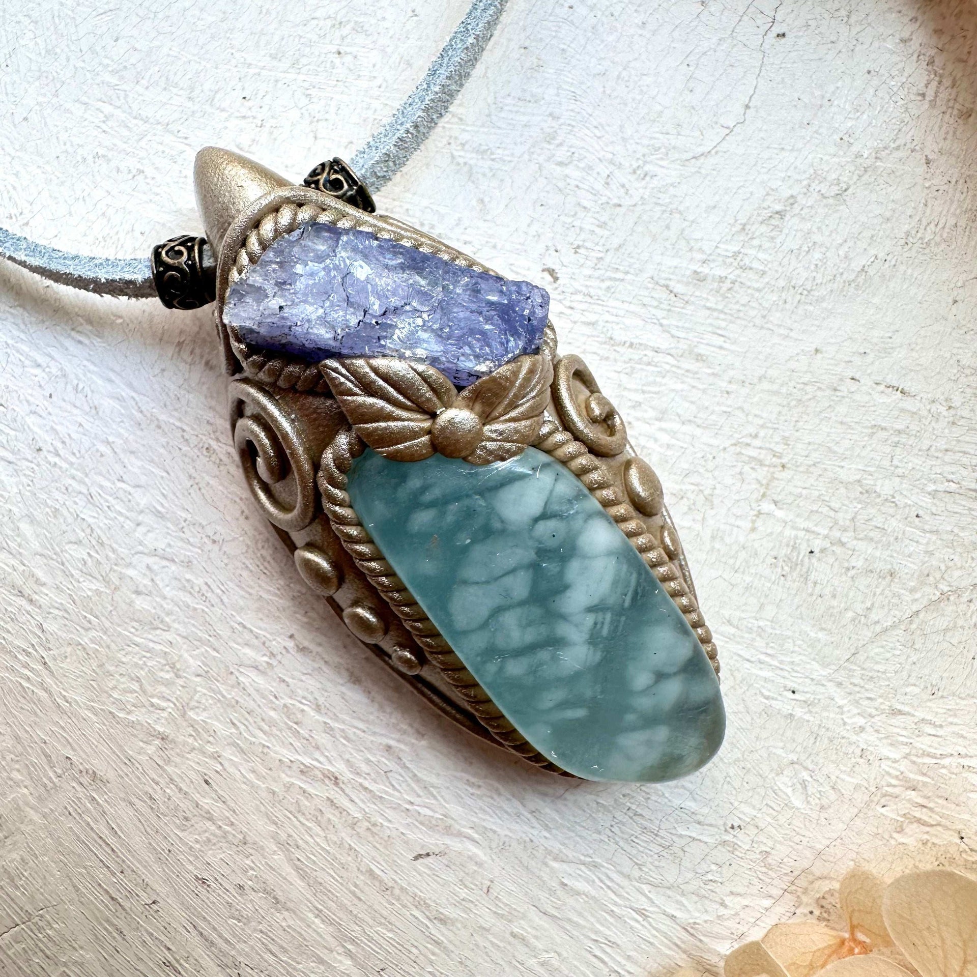 Aquamarine and Tanzanite Necklace - FairyGardenGlow