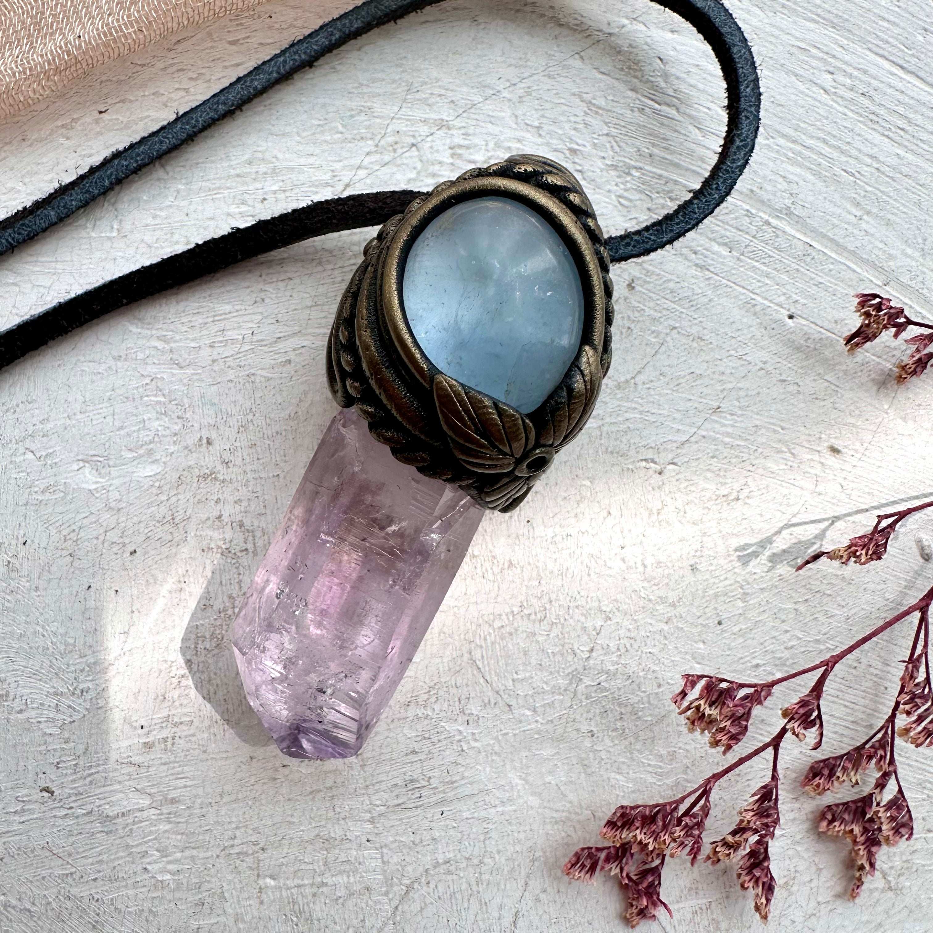 Vera Cruz Amethyst and Celestite Necklace - FairyGardenGlow