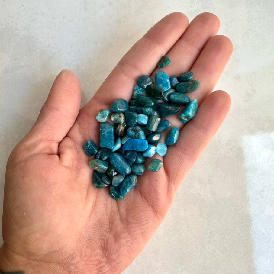Polished blue apatite stones for manifestation and healing