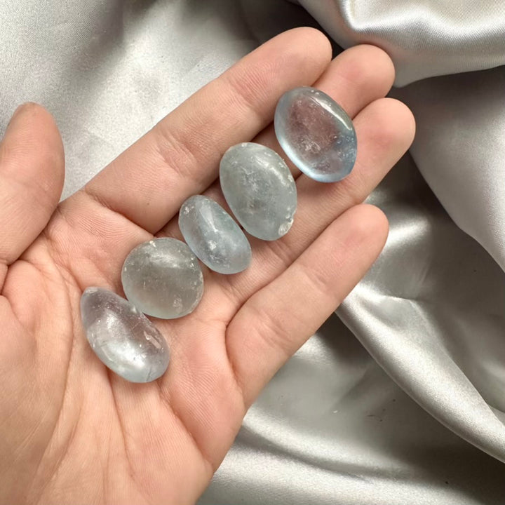 Celestite Polished Stone - 5 pieces set - FairyGardenGlow