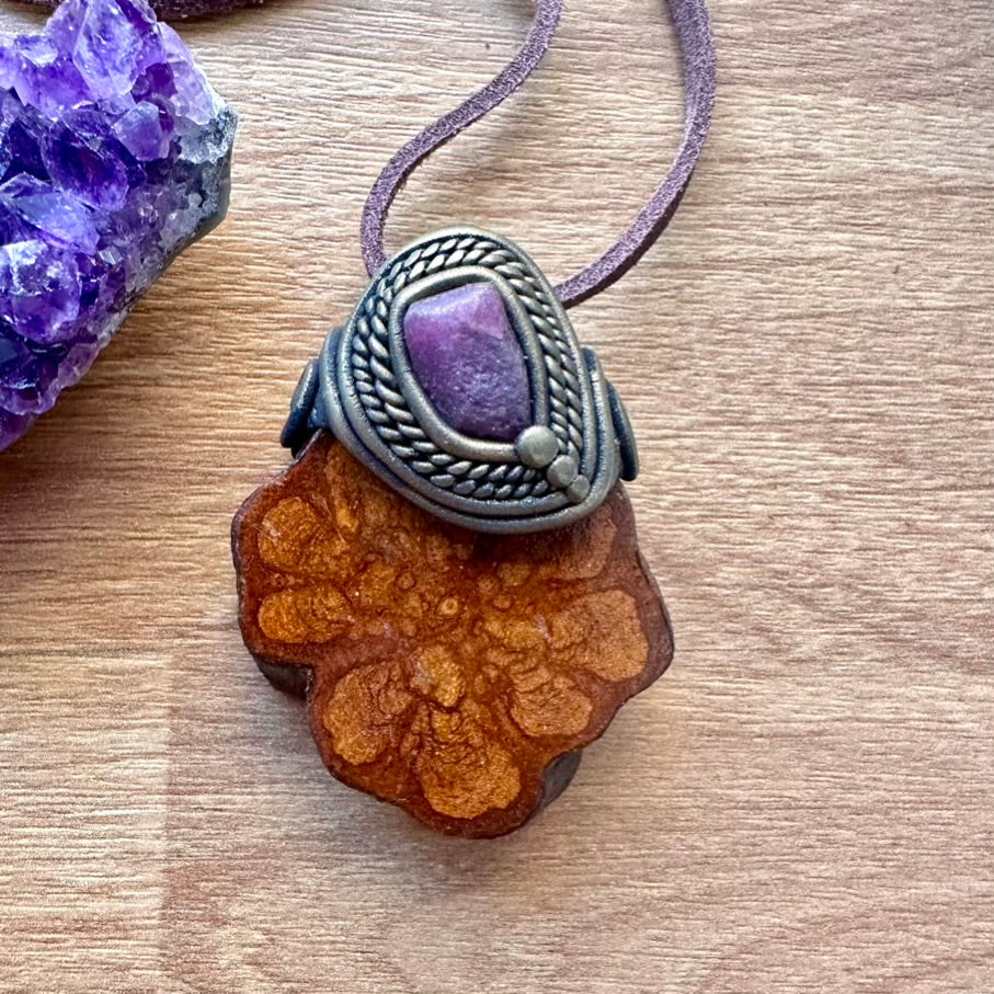 Ayahuasca Vine Necklace, Raw Ruby Pendant Necklace - FairyGardenGlow