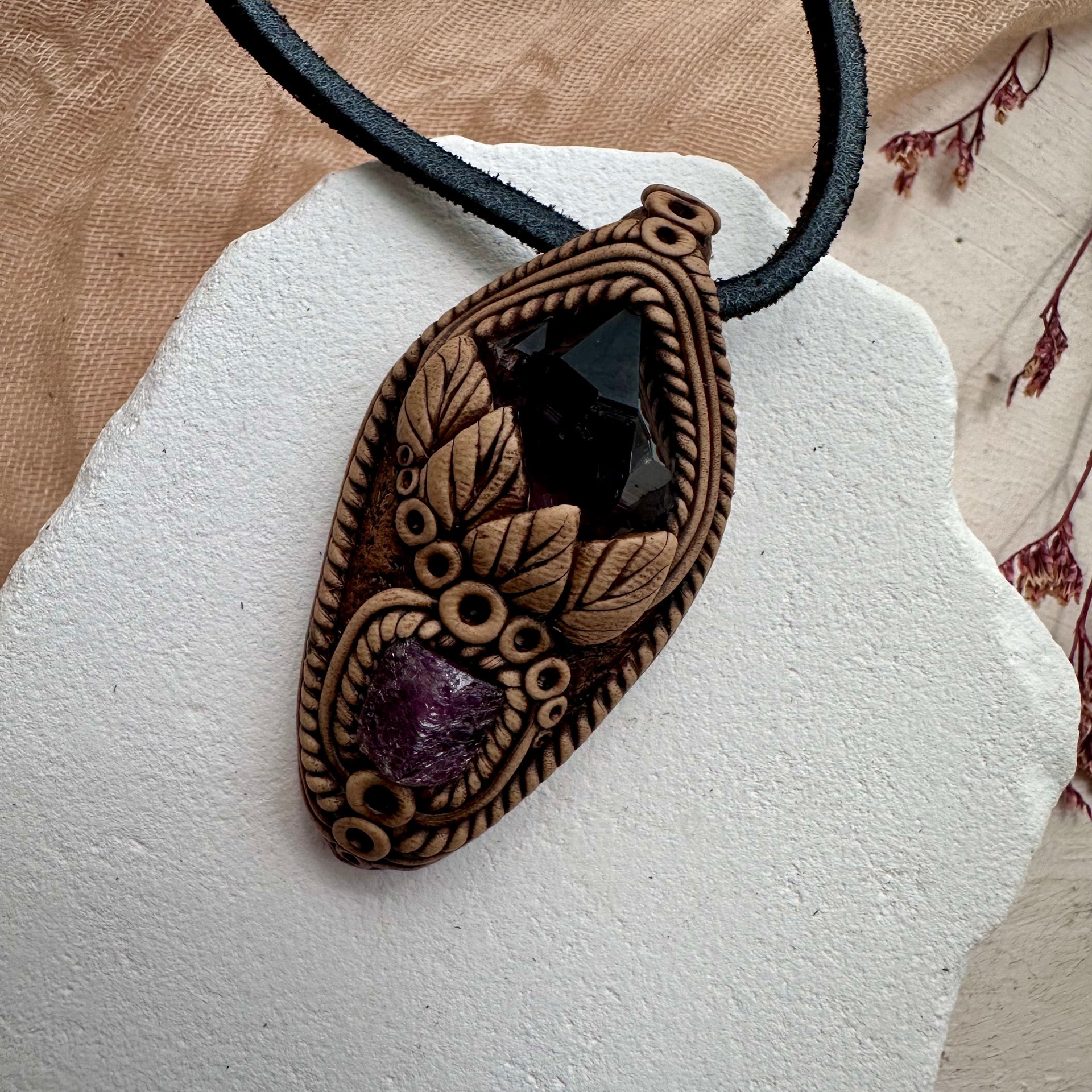 Amethyst and Raw Ruby Necklace