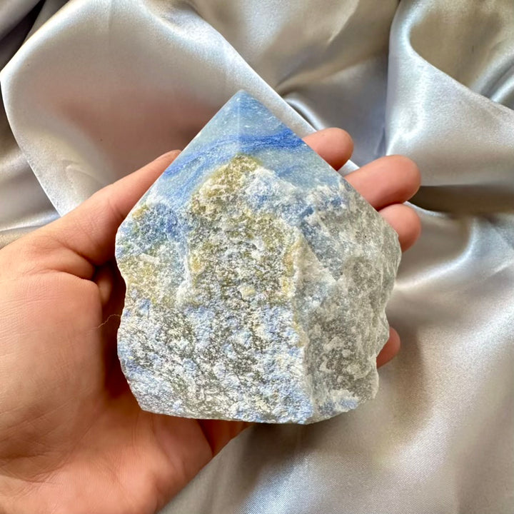 Blue Quartz Crystal Point - Unique - FairyGardenGlow