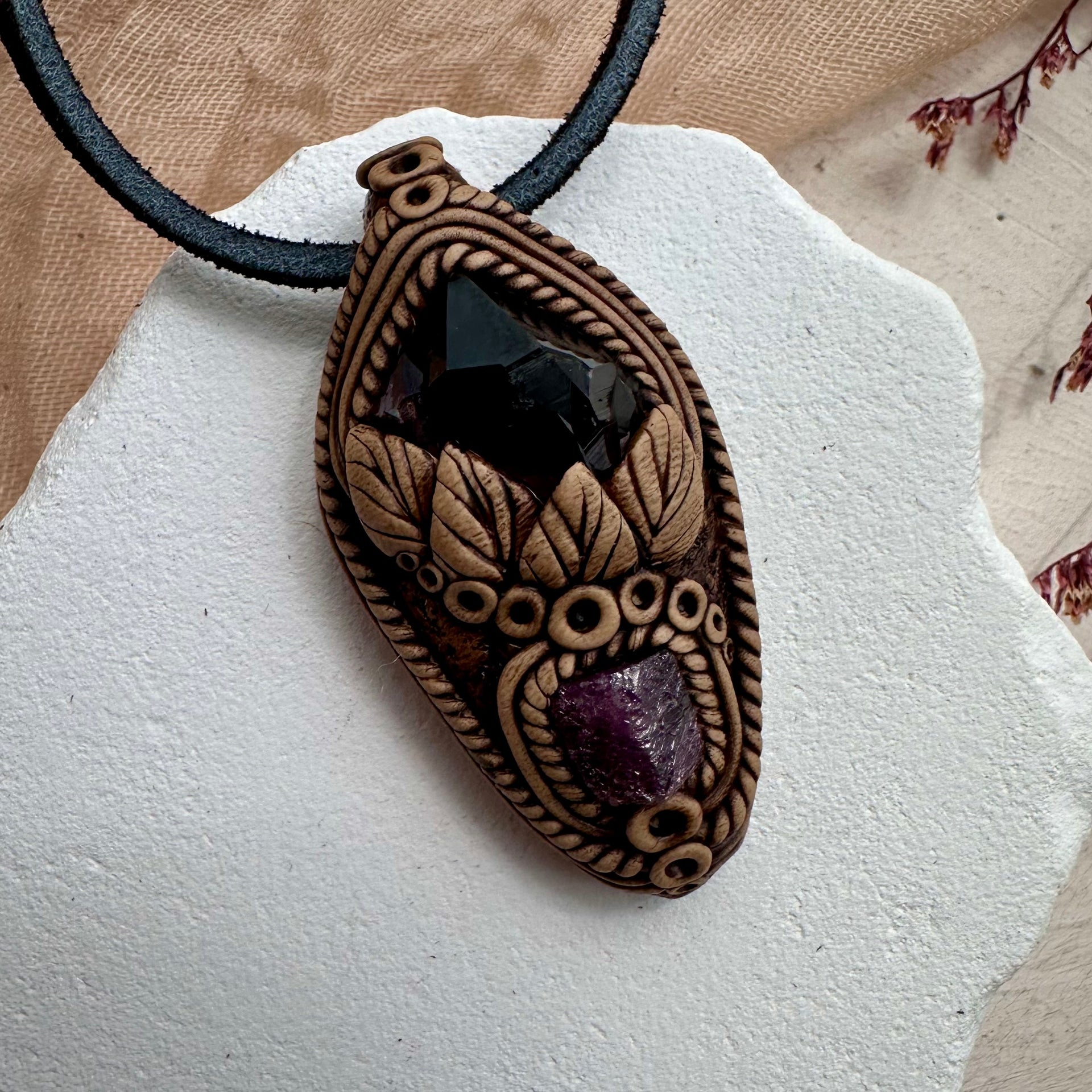 Amethyst and Raw Ruby Necklace